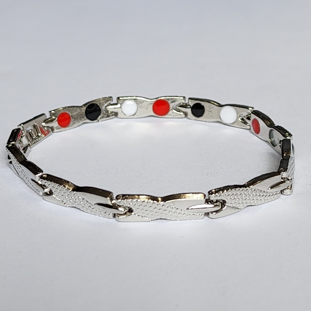 Unisex Silver Tone Magnetic Bracelet